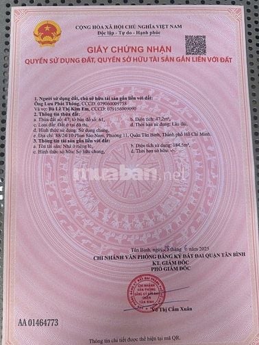 Bán nhà 4 lầu, 88/24/10 Phan Sào Nam, P.11, Tân Bình, khu Bàu Cát