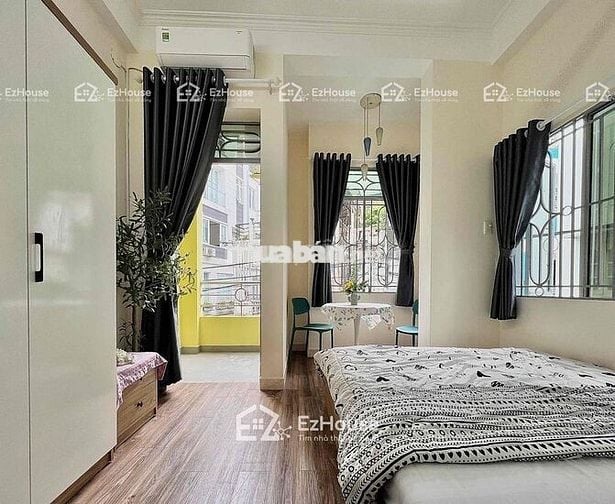 Căn hộ tách bếp, ban công full nội thất có máy giặt riêng
