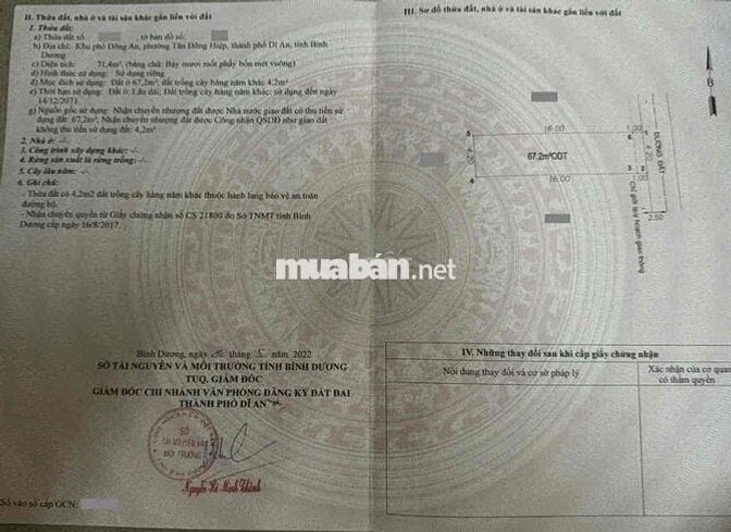Đất gần chợ Dĩ An 1, phường Tân Đông Hiệp, Tp Dĩ An
