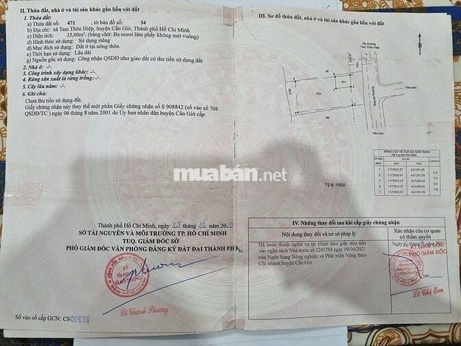 Bán đất tặng 2 căn nhà cấp 4  Ngang 13mx25m KDC An Phước Tam Thôn Hiệp