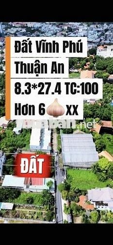 Bán Đất Mặt Tiền Vĩnh Phú 21. (DT: 8.3m*27.4m. Thổ Cư:100) Thuận An
