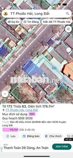 Chính chủ bán căn sát biển TT Phước Hải 175.7m2 full thổ cư