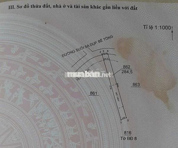 ĐẤT SHR 284,5m2 x.Phước Sang, Phú Giáo, Bình Dương