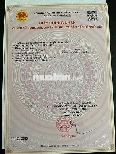 Bán 1125 m2 đất tại Xã Long An, gần Quốc lộ 50