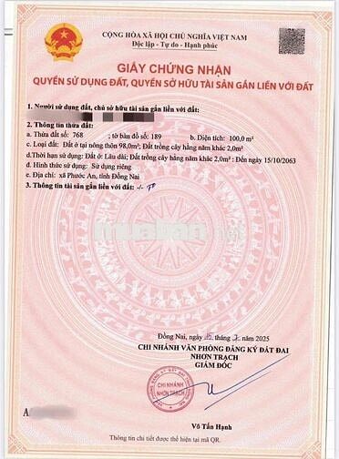 Đất nền 100m2 full thổ sát vành đai 3 và trung tâm huyện Nhơn Trạch