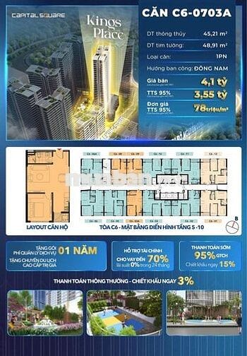 Bán căn hộ 1 PN hướng ĐN - Trung tâm thành phố Đà Nẵng