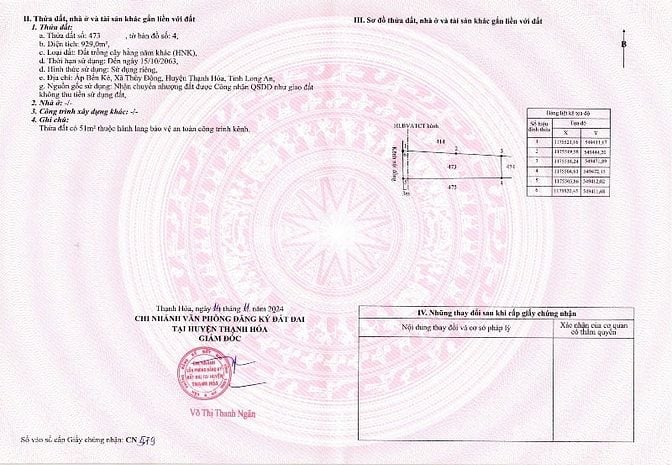 Bán đất MT Quốc lộ 62 xã Thủy Đông,Thạch Hóa,Long An,DT:4.8ha,26,4 tỳ