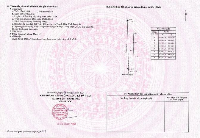 Bán đất MT Quốc lộ 62 xã Thủy Đông,Thạch Hóa,Long An,DT:4.8ha,26,4 tỳ