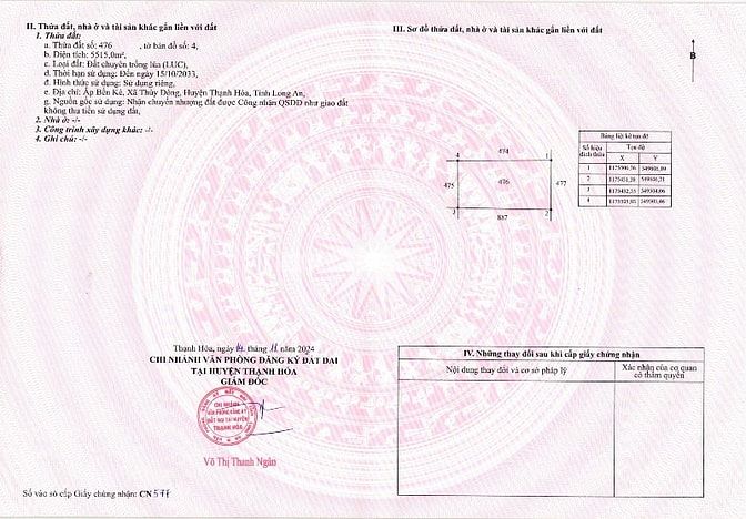 Bán đất MT Quốc lộ 62 xã Thủy Đông,Thạch Hóa,Long An,DT:4.8ha,26,4 tỳ