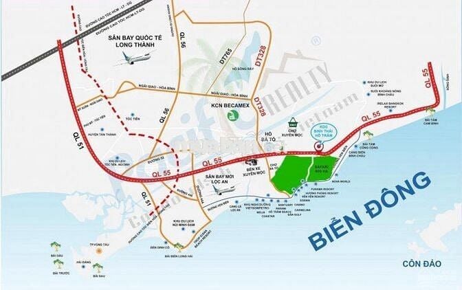 866m2 quốc lộ 55 1 sẹc gần Hồ Cốc có 50m2 thổ cư