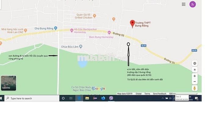 866m2 quốc lộ 55 1 sẹc gần Hồ Cốc có 50m2 thổ cư