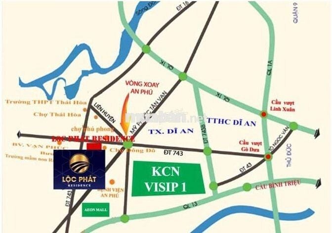Bán đất liền kề phân lô gần Aeonmall Bình Dương