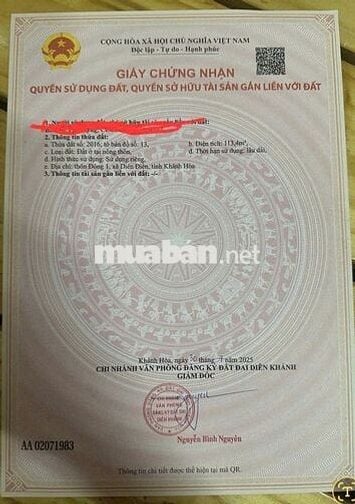 Bán Đất Mặt tiền Đồng Giữa Diên Điền Diên Khánh