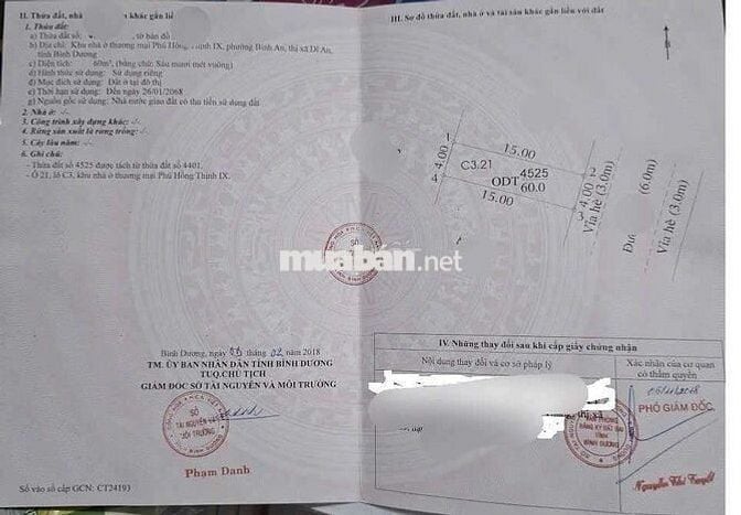 Đất trục chính kdc phú Thịnh 6 ,phường Bình An Tp Dĩ An