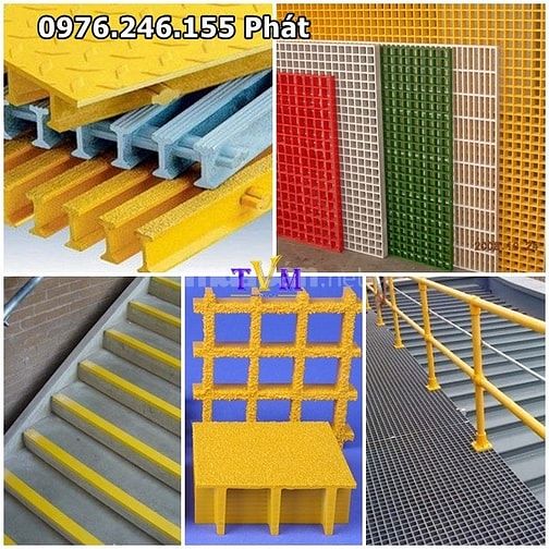 frp grating , thang cáp frp, stair nosing màu vàng kháng hoá chất 