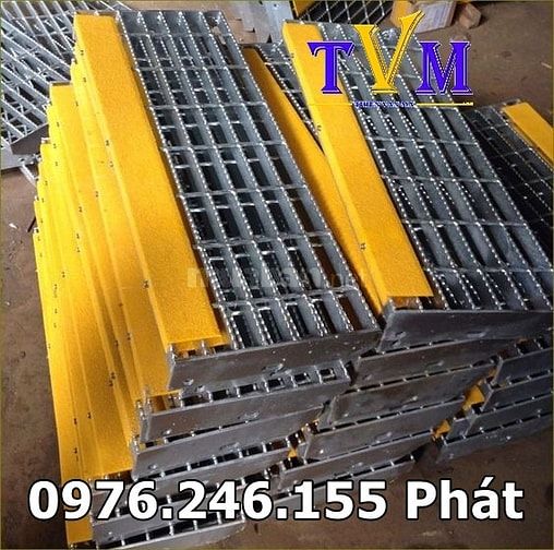 frp grating , thang cáp frp, stair nosing màu vàng kháng hoá chất 