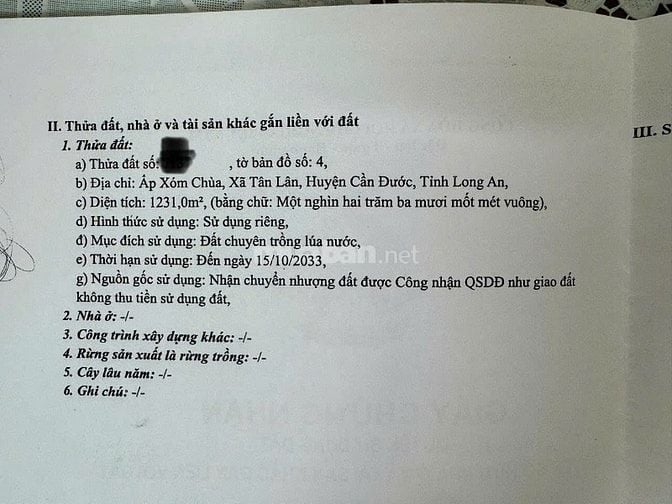 BÁN GẤP NHÀ - ĐẤT CHÍNH CHỦ ĐI ĐỊNH CƯ NƯỚC NGOÀI TẠI XÃ TÂN LÂN