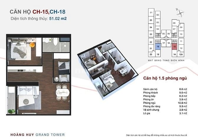 Bán căn hộ Tầng 10 Tòa nhà Hoàng Huy Grand Tower số 2 Đường Hồng Bàng,