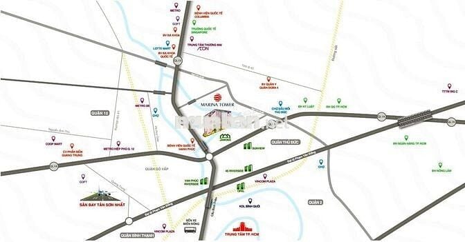Cho thuê căn hộ 2PN Marina Tower (CHÍNH CHỦ) - cổng chào Bình Dương
