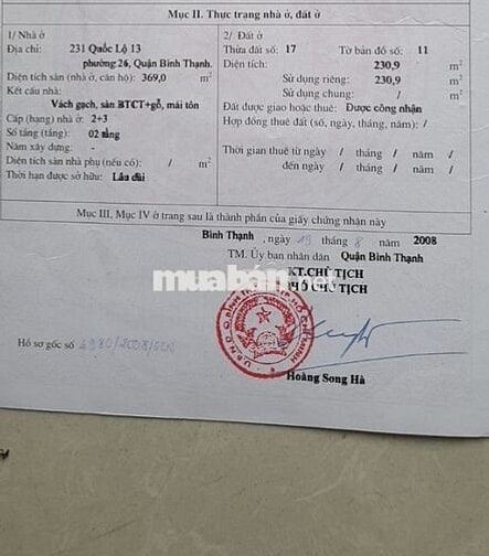 Nhà mặt tiền 231 Quốc lộ 13, phường 26, quận Bình Thạnh, Tp.HCM