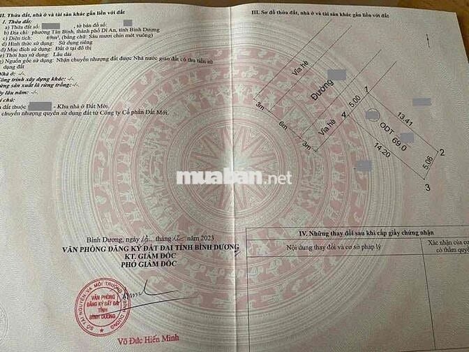 Đất mặt tiền KDC Đất Mới , phường Tân Bình Tp Dĩ An