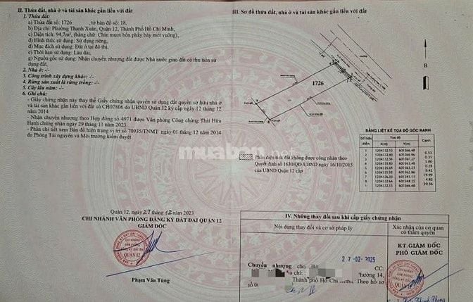 Bán lô đất giâ rẻ 98m², sổ riêng, Thạnh Xuân 43, Quận 12