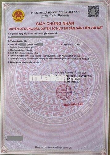 Đất mặt tiền 100m2 kinh doanh Biconsi, phường Tân Bình , Tp Dĩ An