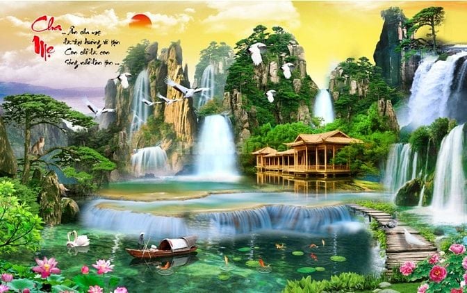 Tranh gạch 3d sơn thủy hữu tình - SCX44