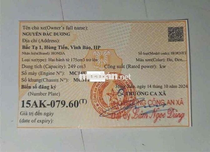 Hornet 250 chính chủ