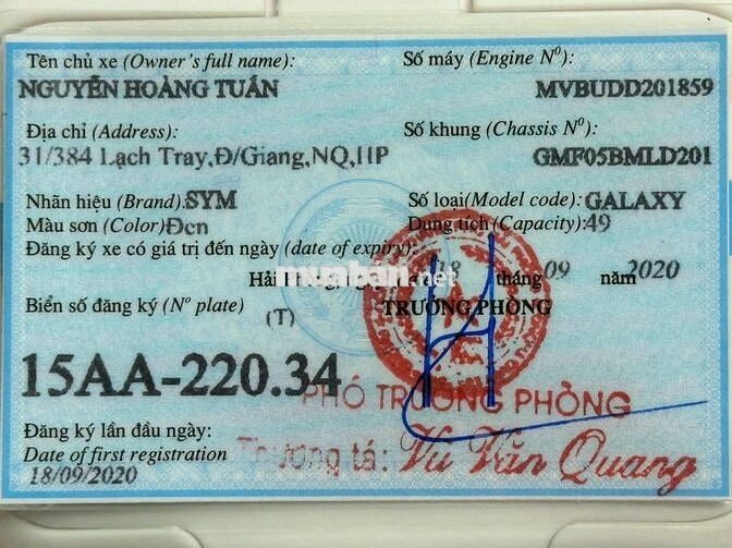 Bán xe SYM Galaxy 50cc, đăng ký năm 2020