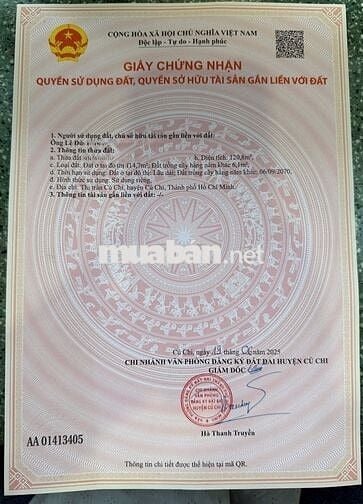 CẮT LỖ SAU DỊCH, ÔNG HẰNG GỬI BÁN ĐẤT 120M2 ODT KP4 DÂN CƯ ĐÔNG, SHR