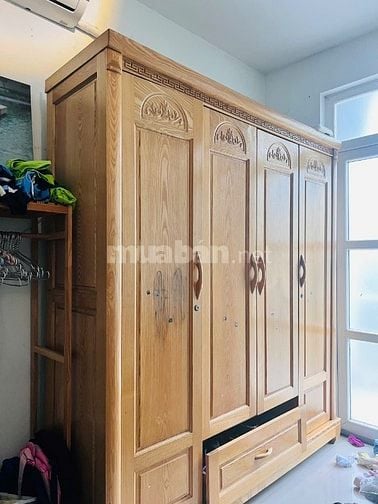 Tủ quần áo 4 cánh gỗ sồi Nga 2m