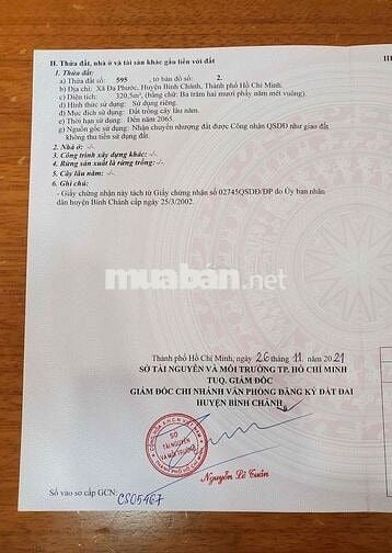 Bán đất mặt tiền Đa Phước Binh Chánh 1.000m vuông