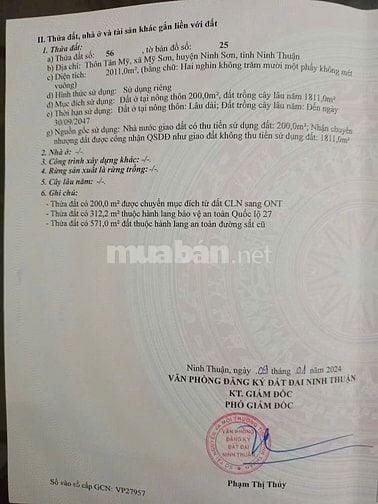 Cần Bán 3 Sào Đất (24m Giá 2tỷ4) Mặt Tiền QL27 – Thôn Tân Mỹ, Xã Mỹ