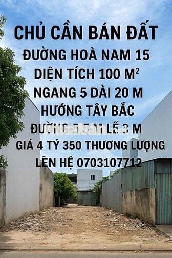 chủ  cần bán đất đường hoà nam 15 sau bến xe trung tâm đà nẵng