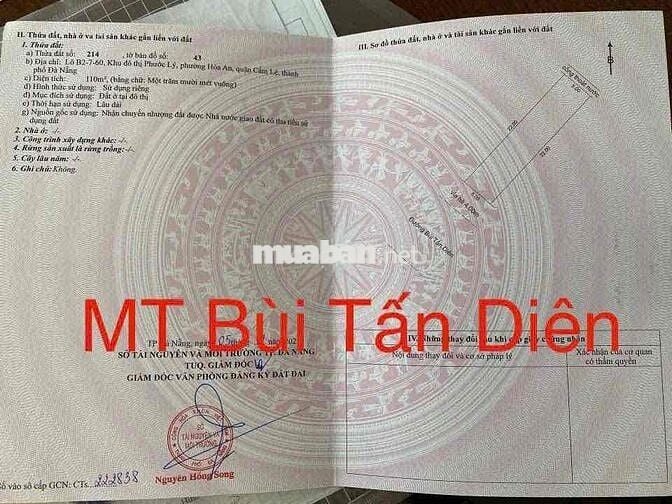 Chính chủ gửi bán Mặt tiền Bùi Tấn Diên Khu Đô Thị Phước Lý