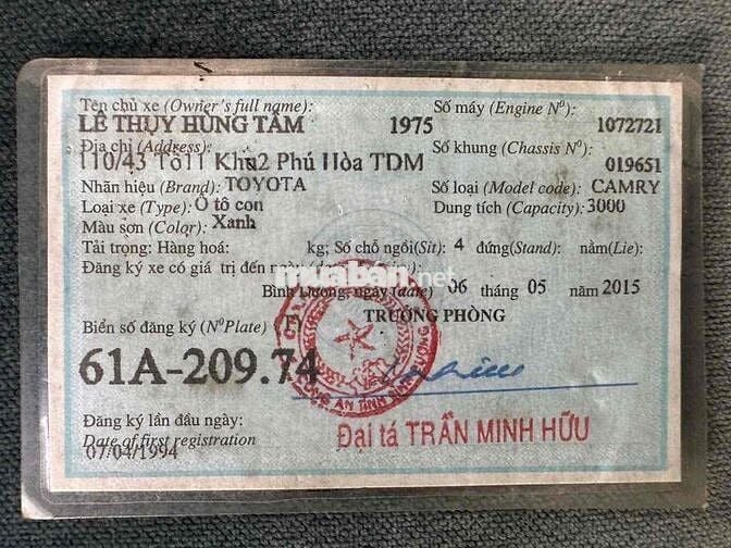 Toyota Camry 1995 số tự động của sổ trời