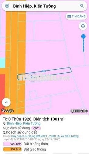 Thanh lý 1071m2 full thổ cư mặt tiền QL62 giá tốt