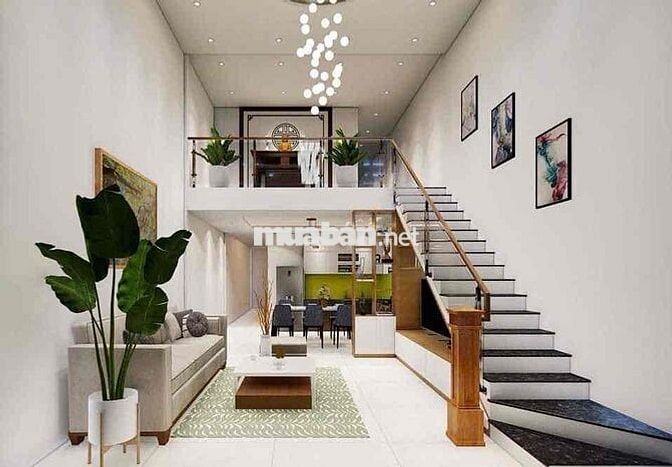Nhà gác lửng xây kiên cố thiết kế hiện đại 3phòng ngủ, sổ thổ cư