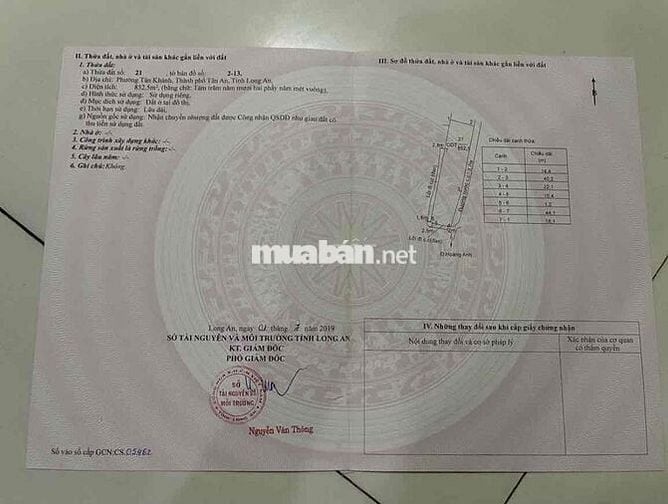 ✅Cần bán 852m2 ( 14* 62 ) FULL THỔ hẻm 95 Hoàng Anh, Tân Khánh,Long An