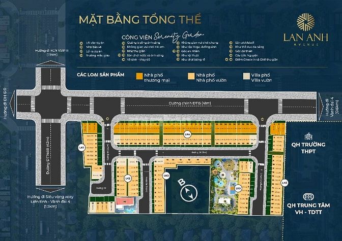 Nhà Phố Sân Vườn Lan Anh Avenue 116,8m2 1 trệt+1 lầu tại Bắc Tân Uyên