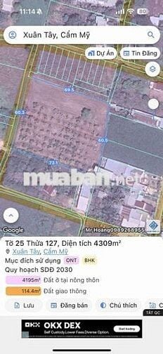 Chính Chủ Bán 4309m2 Đất 2 Mặt Tiền Đường ĐT 765, Xã Xuân Tây, Cẩm Mỹ