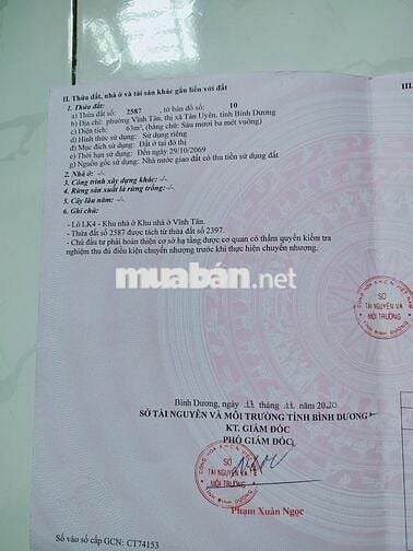 Đất thổ cư 100% phường Vĩnh Tân , tp.HCM chính chủ