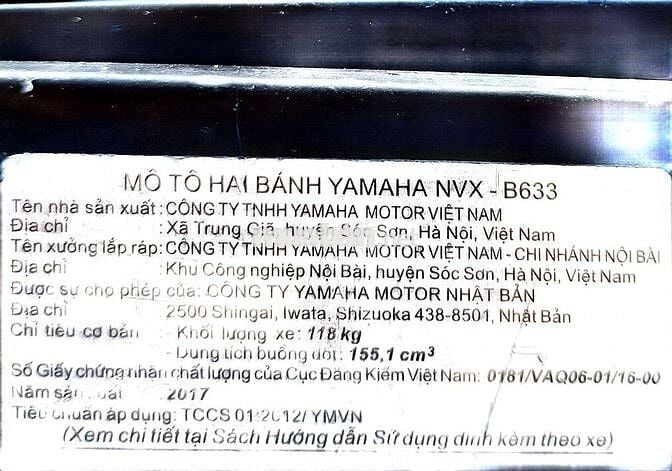 Nvx 155cc 2017 bs 50y1-05060