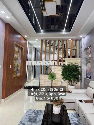 Bán Gấp Nhà Gần Chợ Hưng Long, 4x20(80m2), 1tỷ630. 2lầu (3pn+3wc)