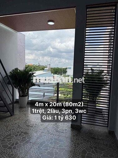 Bán Gấp Nhà Gần Chợ Hưng Long, 4x20(80m2), 1tỷ630. 2lầu (3pn+3wc)