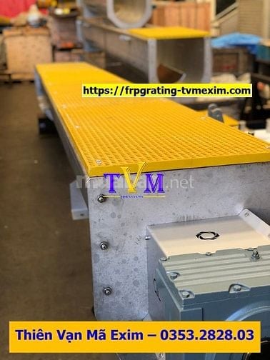 frp grating , thang cáp frp, stair nosing màu vàng kháng hoá chất 