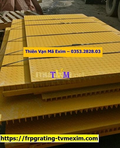 frp grating , thang cáp frp, stair nosing màu vàng kháng hoá chất 