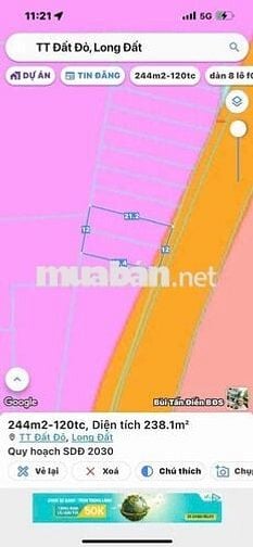 BÁN ĐẤT ĐỐI DIỆN TRƯỜNG CAO ĐẲNG NGHỀ -TRUNG TÂM TT ĐẤT ĐỎ,BRVT
