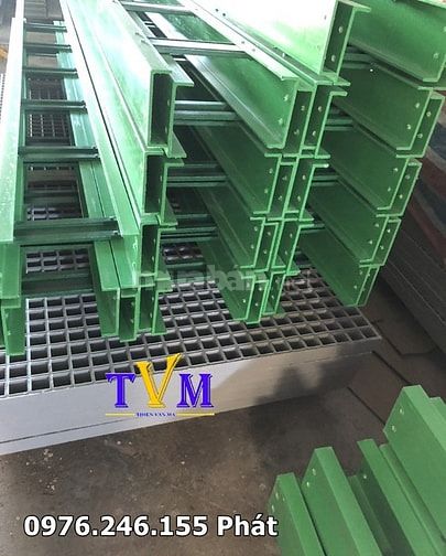 frp grating , thang cáp frp, stair nosing màu vàng kháng hoá chất 